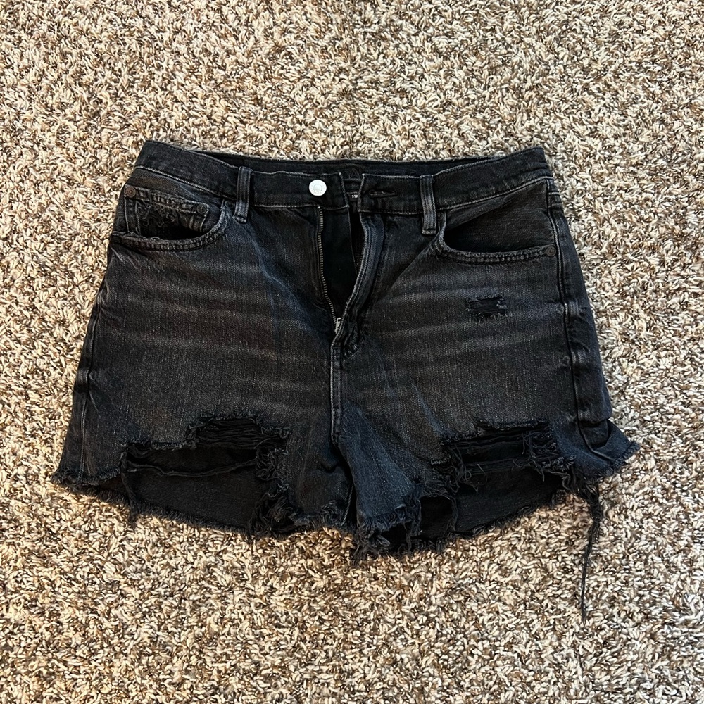 American Eagle Outfitters Black Distressed Denim Shorts
